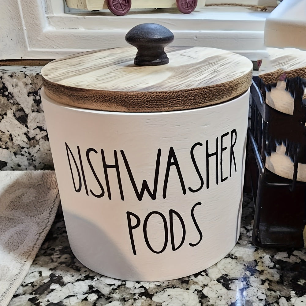 Laundry Ball Holder Round Storage Container | Bohemian Wooden Organizer for Laundry Pods Detergent Dryer Balls ¨C Space-Saving Kitchen Bathroom Farmhouse Decor Countertop Basket