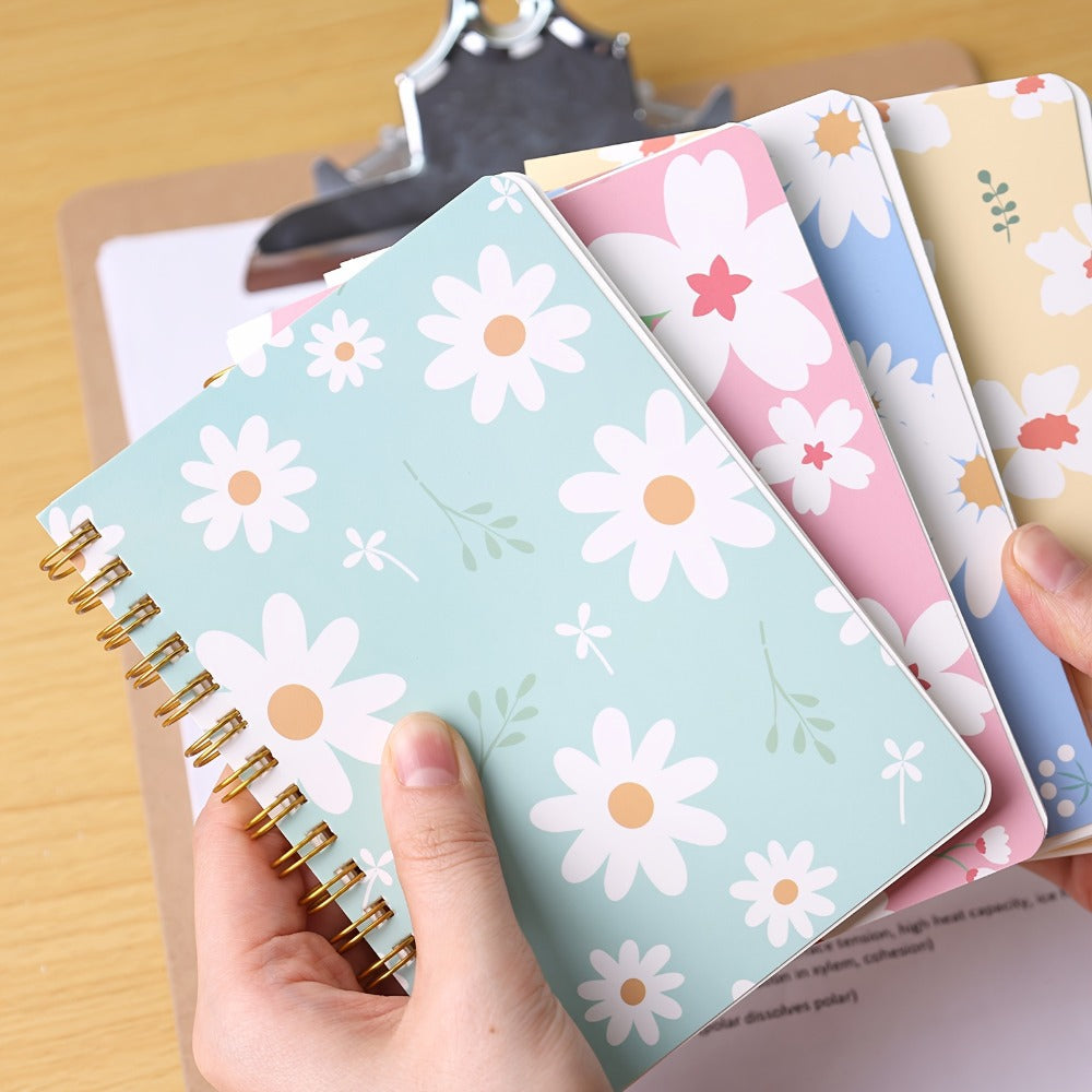 A6 Spiral Notebooks 8 Pack - Floral Design College Ruled Journals with Tear-Off Pages | Portable Memo Pads for Students & Office | Gift Set