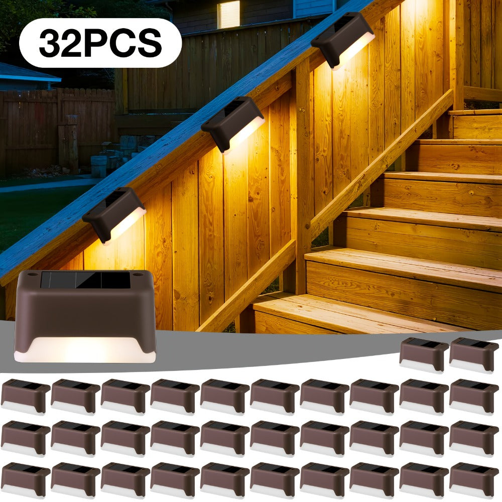 Solar Step Lights IP65 Waterproof ¨C LED Deck Lights for Outdoor Stairs, Fence & Pathway, Auto On/Off Dusk to Dawn, 12-Hour Night Lighting for Garden, Patio, Driveway & Commercial Spaces