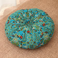 Floor Pillow Round Bohemian Thick Cushion Vintage Floral Pattern Boho Meditation Seat Pad Fade Resistant Cotton Filled Decorative Pouf for Living Room Bedroom All Seasons