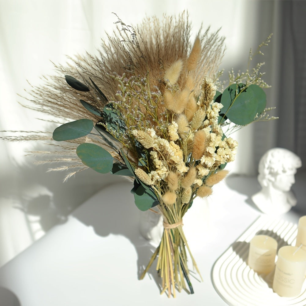 Pampas Grass Decor Set 42pcs Boho Dried Flowers for Vase, Bohemian Home Decor, Wedding Bouquet, Bathroom & Living Room Arrangement, Natural Dried Greenery with Olive Branches, Rustic Farmhouse Style