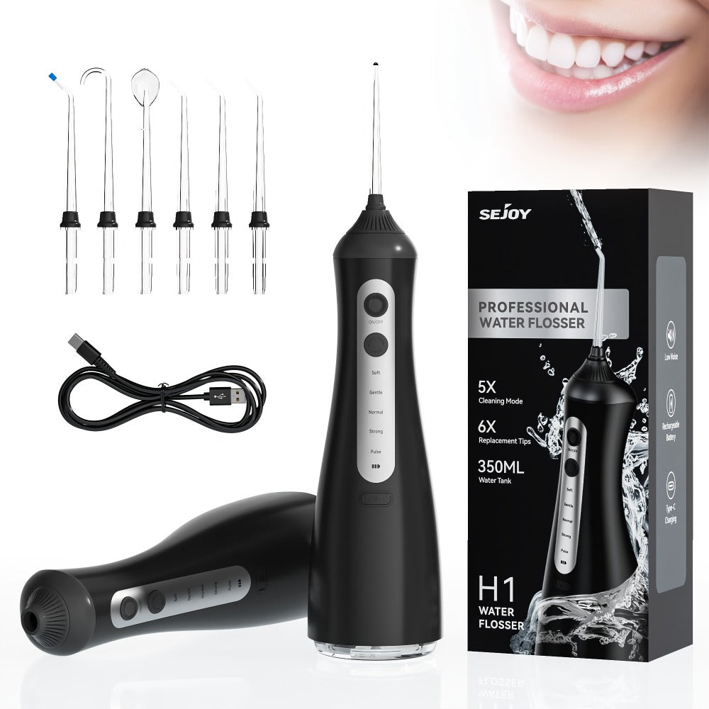 Cordless Water Flosser Dental Oral Irrigator - 5 Cleaning Modes, 5 Jet Tips, Rechargeable Wireless Teeth Cleaner for Deep Gum Care, Plaque Removal & Braces, Home & Travel Dental Gift