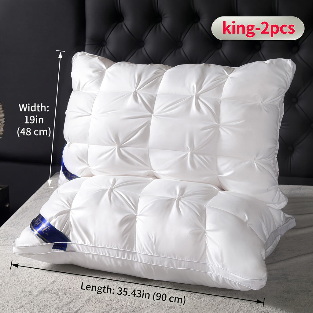 Luxury Hotel Pillows 2PCS, Cool Breathable Pillow Insert, Fluffy Resilient Neck Support, Soft Comfortable Sleeping Pillow, Queen King Size, White Black Navy Pink Gray Brown