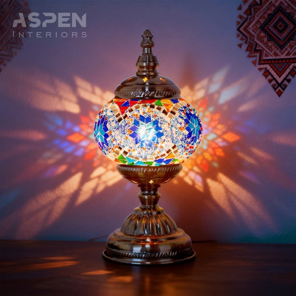 DIY Mosaic Lamp Kit Handmade Glass Table Lamp, Colorful Stained Glass Bedside Night Light with Antique Bronze Base, Decorative Desktop Lamp for Living Room, Bedroom & Home Decor (Multiple Colors)