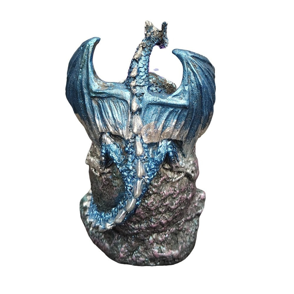Dragon Figurine Statue Guarding Crystal Cave Polyresin Collectible Home Decor Sculpture Fantasy Dragon Gift for Birthday Housewarming Holiday Room Office Shelf Decor