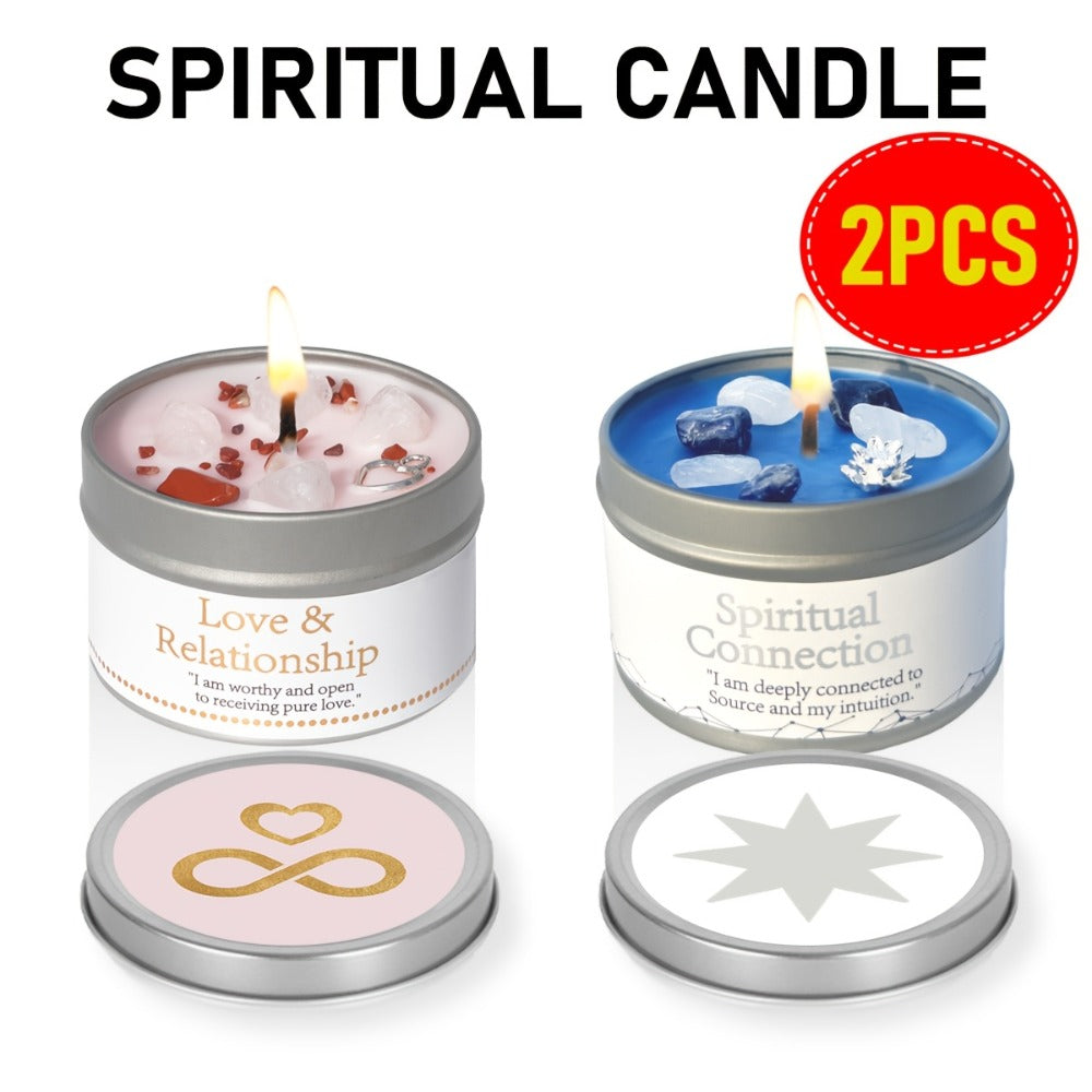 Manifestation Candles Scented Soy Wax with Crystal & Guidance Card for Meditation Yoga Focus | Law of Attraction Abundance Candle | Christmas Birthday Gift for Women