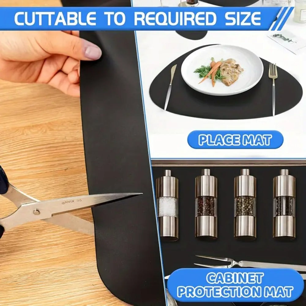 Kitchen Counter Mat Heat Resistant Countertop Protector Pad Extra Large Cuttable Non-Slip Mat for Kitchen Counter Dining Table - Waterproof Protective Mat 36 inch 47 inch Black Gray