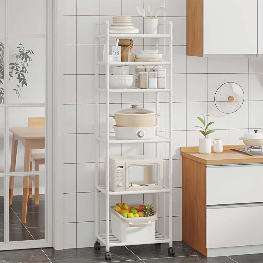 6-Tier Heavy Duty Storage Shelf Freestanding Metal Shelving Unit with Leveling Feet for Pantry Kitchen Garage Workshop - Space Saving Rack No Tools Required Easy Assembly Home Organization