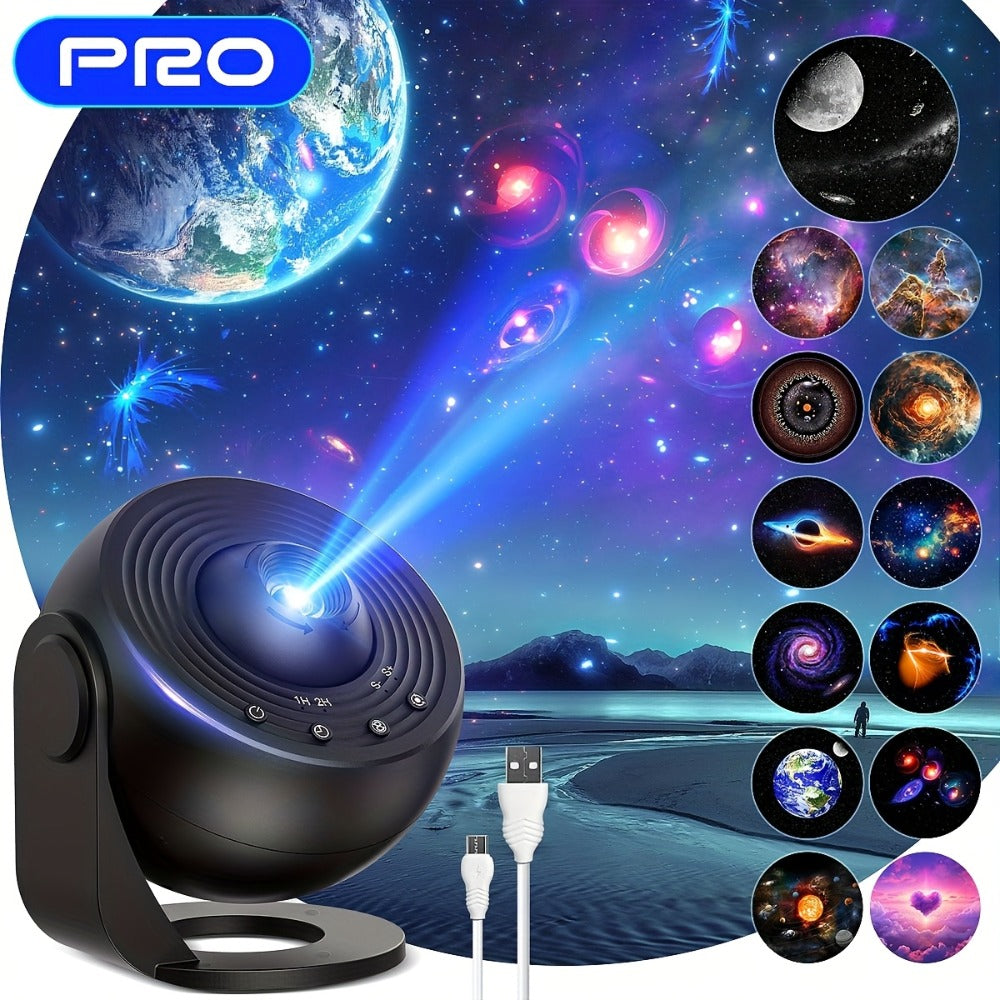 Galaxy Earth Projector Lamp 4K HD with 13 Film Cards Globe Night Light Projector for Bedroom - Star Galaxy Projection Table Lamp for Home Decor, Kids Room, Ambient Lighting & Gift