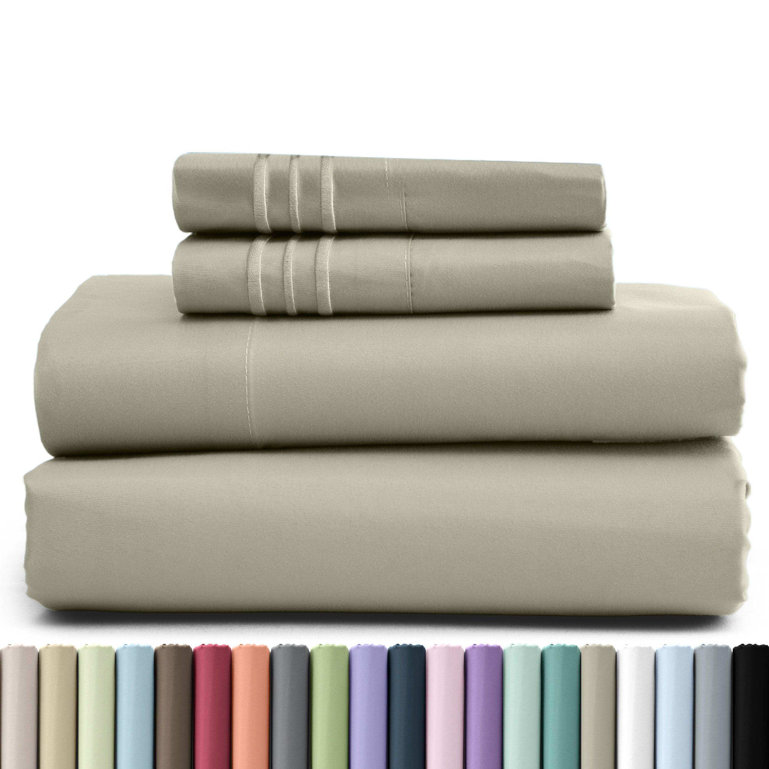 Fitted Sheet Set 4 Piece Microfiber Deep Pocket Bed Sheets - Soft Brushed Bedding Set with Pillowcases, All Season Cooling Sheet Set, 16 Inch Deep Pocket, Multiple Colors & Sizes