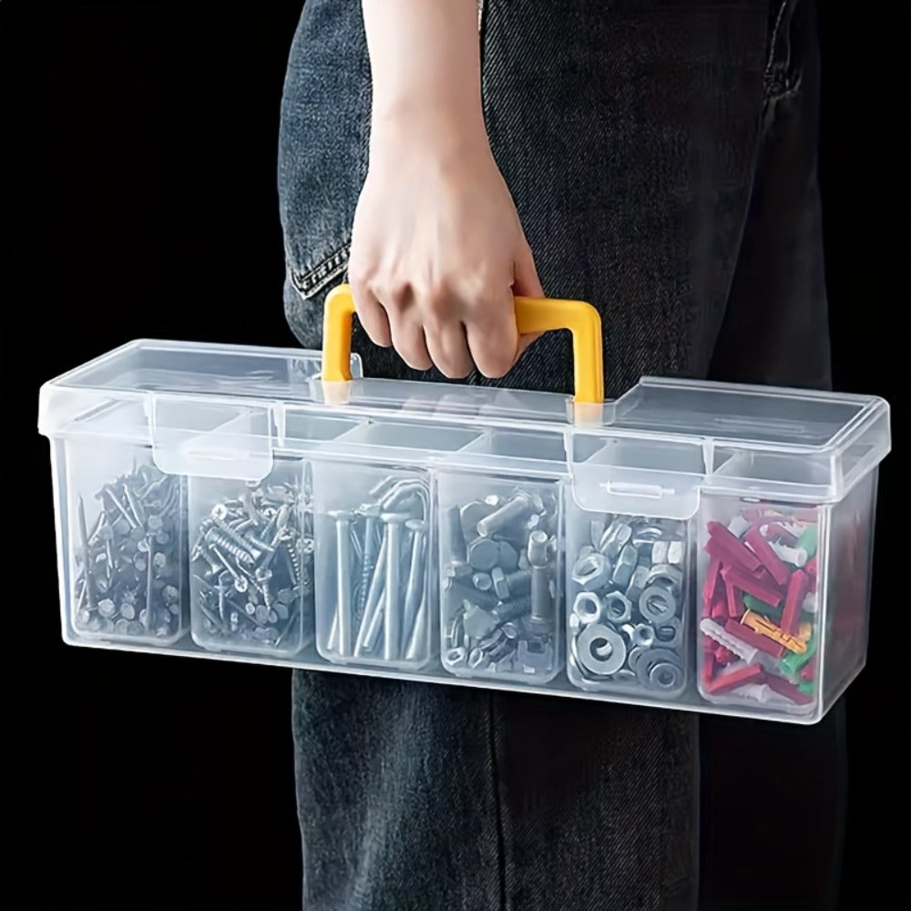14-Piece Transparent Parts Organizer Box Set with Dividers, 2 Large + 12 Small Portable Storage Cases, Multi-Compartment Hardware Organizer for Screws, Nuts, Bolts, Beads & Small Parts
