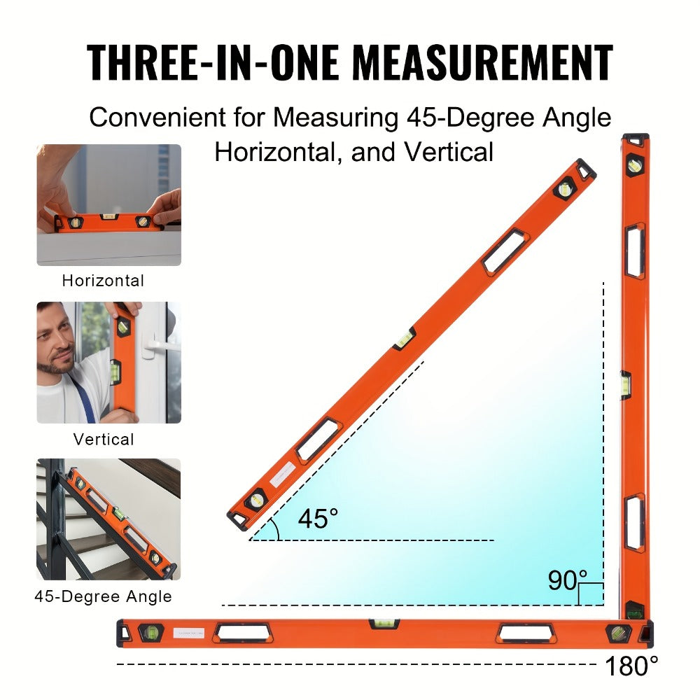 Torpedo Level Set 6-Piece Magnetic Aluminum Alloy | 10 16 24 32 48 78 Inch Spirit Level with 45 90 180 Degree Bubble Vials | Shock-Resistant Viewing Window Storage Bag Plumbing Woodworking Construction