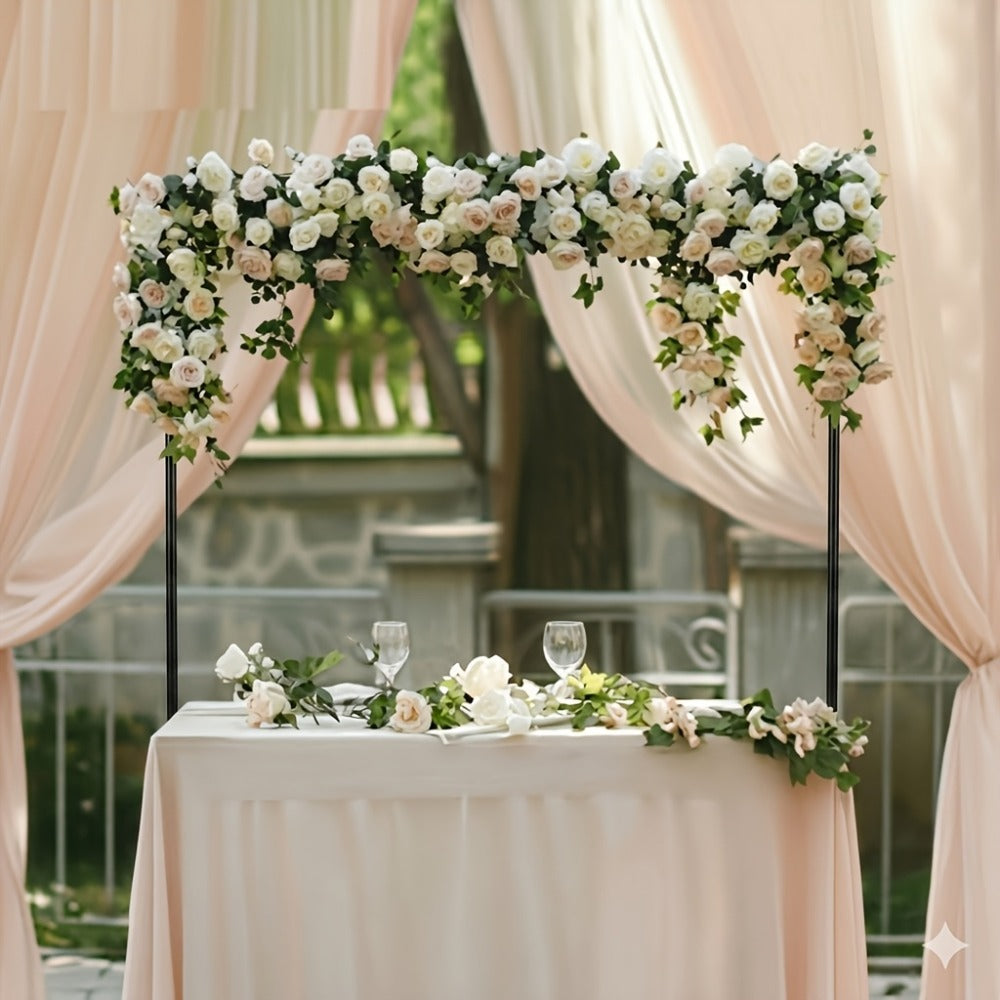 Tabletop Stand with Clamps 44 Inch Height Adjustable Black Metal Arch Stand for Wedding Centerpiece, Birthday, Christmas, Halloween, Valentine's Day Party Table Decoration