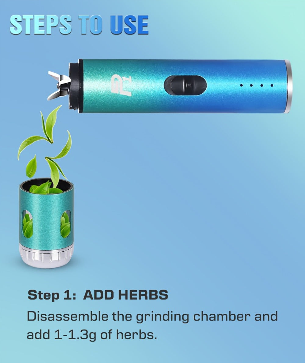 Electric Herb Grinder USB Rechargeable ¨C Portable Spice Mill with One-Button Operation, Travel Bag, Funnel & Cleaning Brush | 4 Colors Available