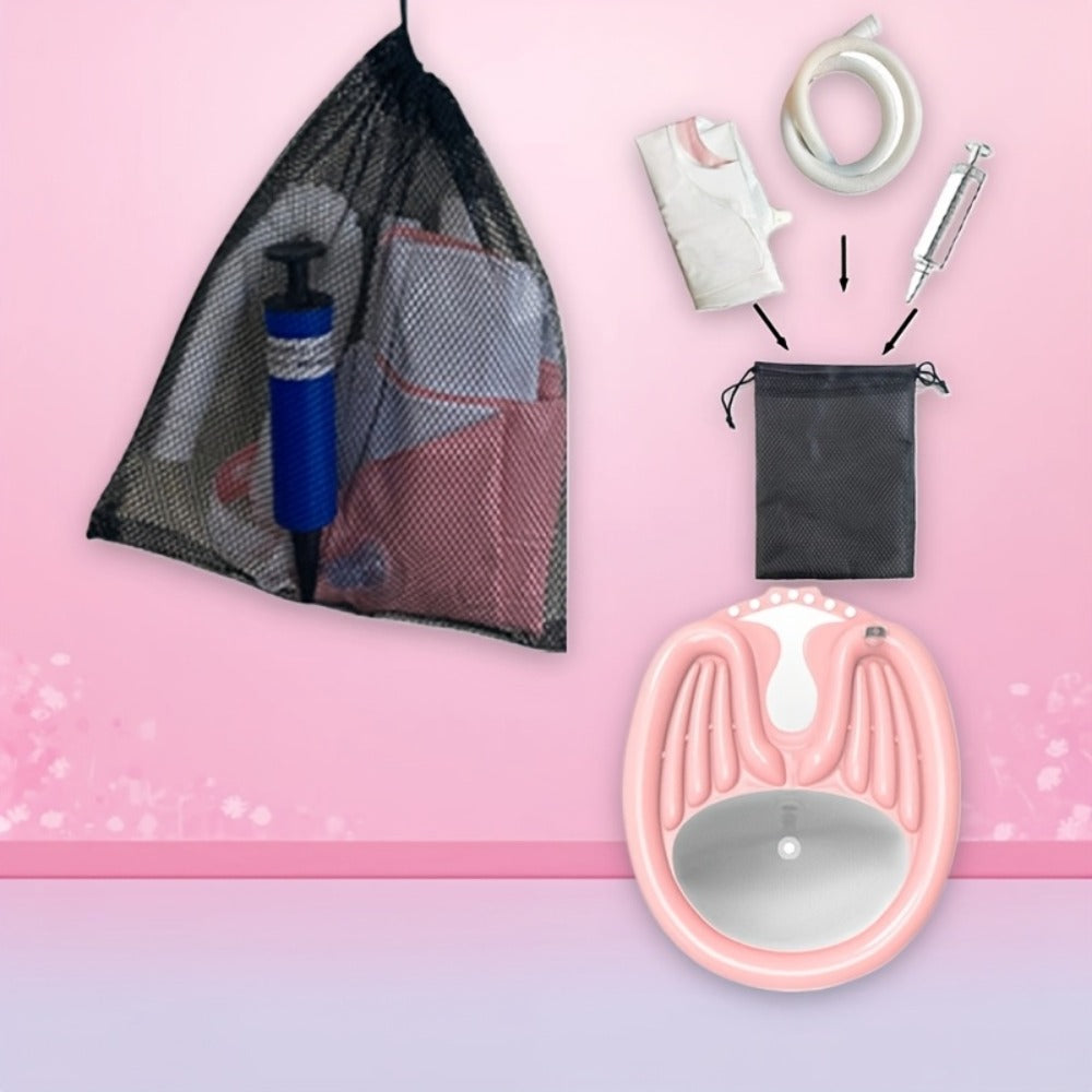 Inflatable Shampoo Basin for Bedridden Elderly - 4pcs Portable Hair Washing Basin with Air Pump & Drainage, Foldable Bed Shampoo Bowl for Seniors, Disabled, Pregnant Women, Injured Patients (Model A1)