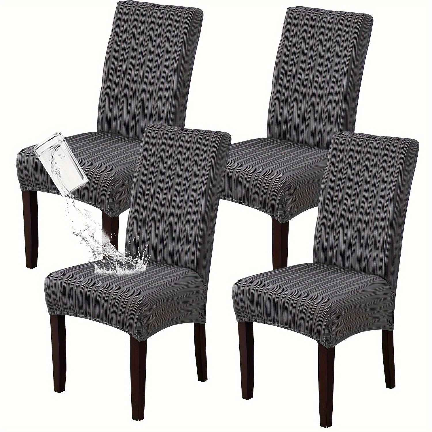 Dining Chair Covers Stretch Slipcovers Set of 4 or 6, Stain Resistant Removable Washable Chair Protector for Home Kitchen Restaurant Wedding, Spandex Jacquard Fabric, 7 Colors Available