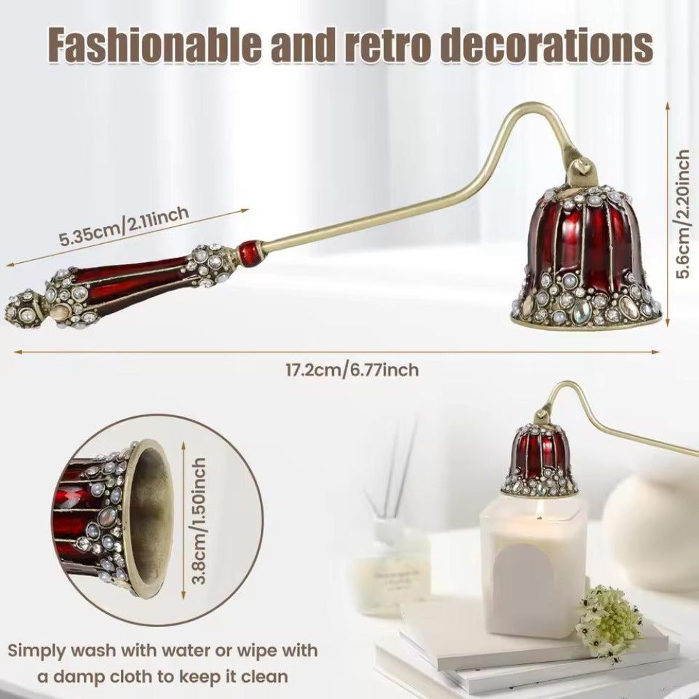 Candle Snuffer Long Handle - Elegant Metal Wick Flame Extinguisher Bell Candle Accessory for Home Decor, Candle Lovers, Spa & Aromatherapy Gift, Available in White & Red