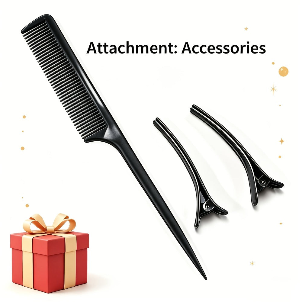 Electric Hot Comb Hair Straightener ¨C 3-in-1 Ceramic Pressing Comb for Natural Hair, Beard & Wigs, Curling & Straightening Iron with Protective Holder, Bonus 2 Clips & 1 Comb, Gift Ready
