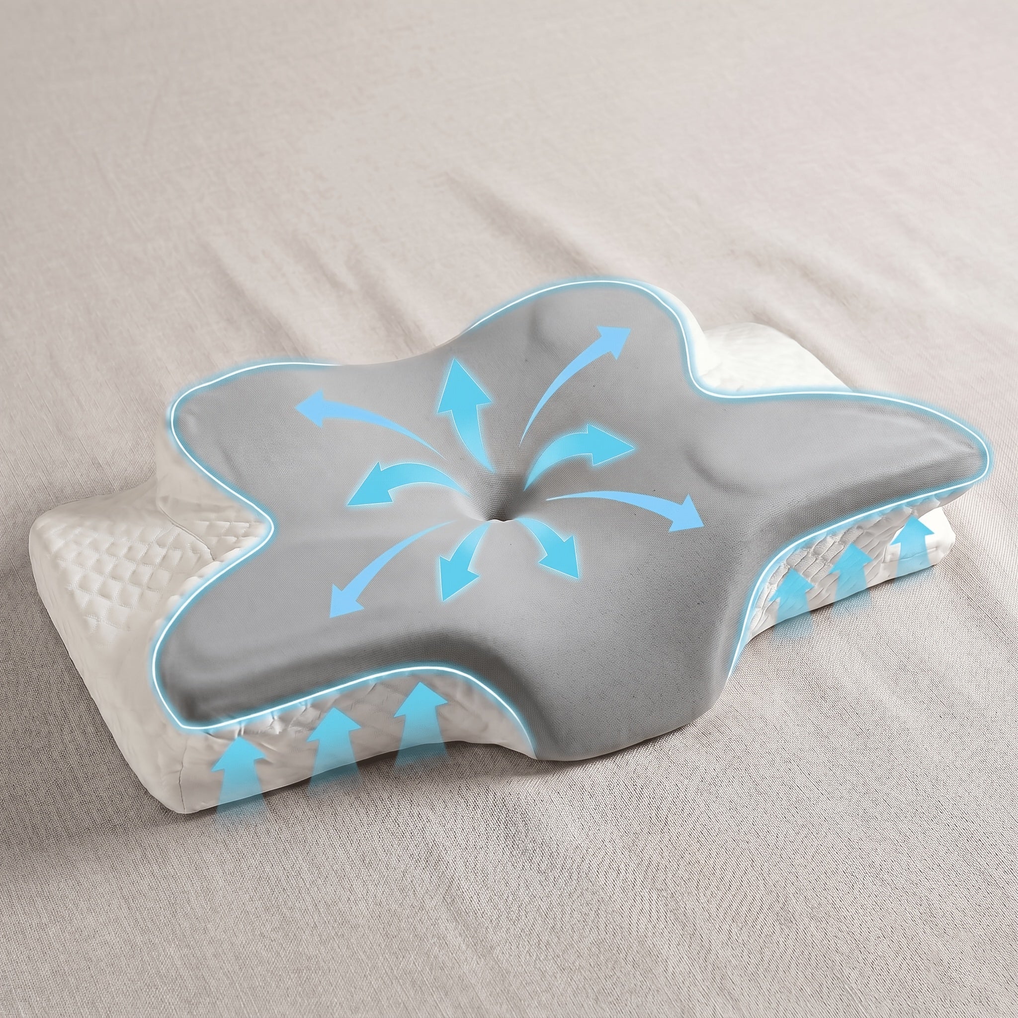 Cervical Neck Pillow for Sleeping - Butterfly Contour Memory Foam Ergonomic Support for Back & Side Sleepers, Slow Rebound Pressure Relief, Cervical Spine Alignment, Machine-Washable Cover, Multi-Color