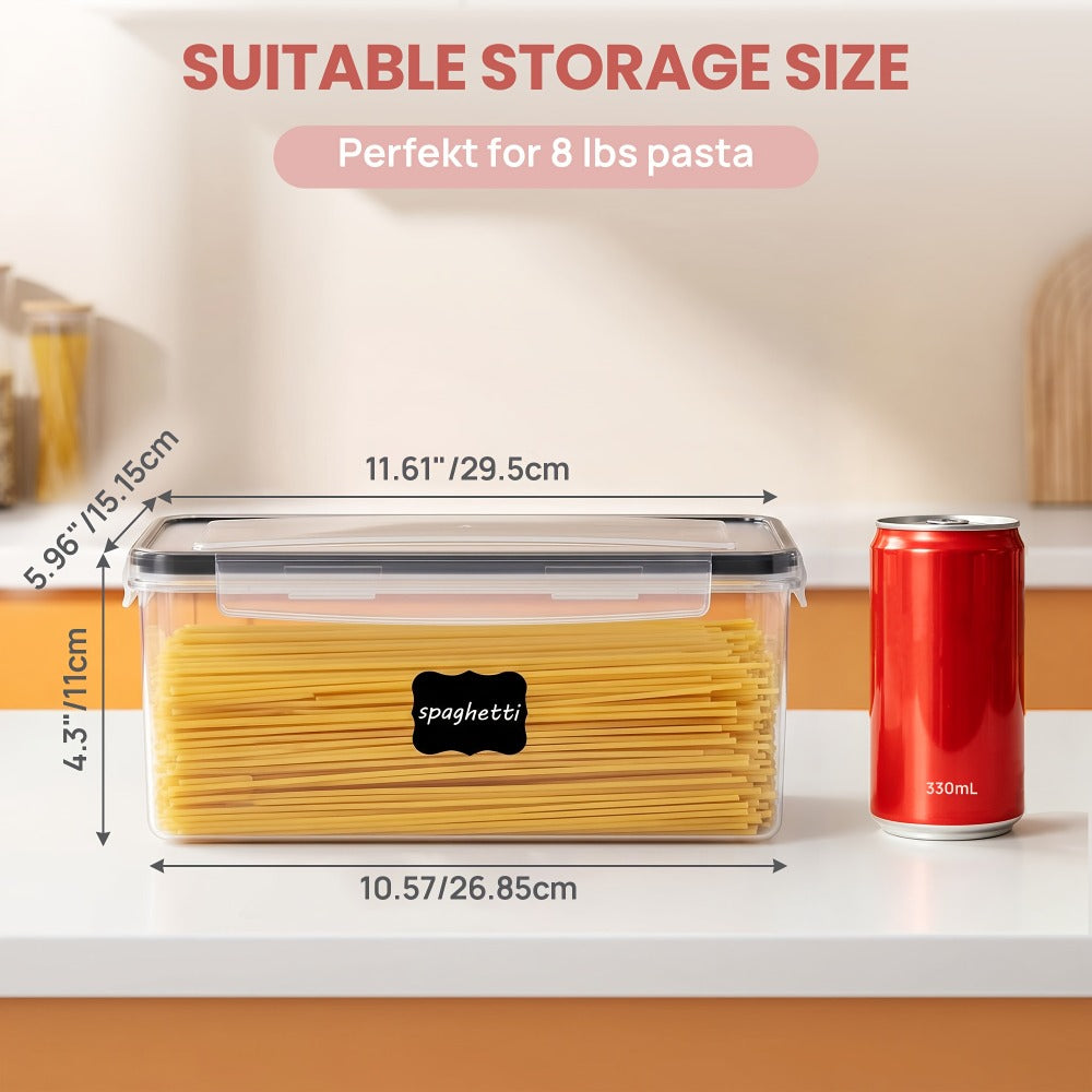 Pantry Storage Containers 4-Pack Airtight with Lids 108oz BPA-Free Plastic Spaghetti Pasta Organizer Gull-Wing Lock Kitchen Pantry Organization Fridge Freezer Safe