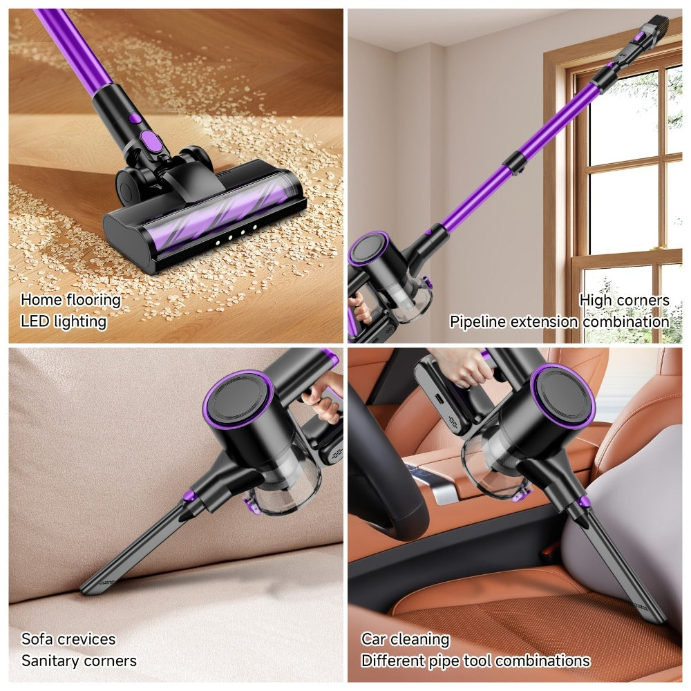 Vertical Vacuum Cleaner 55-70Kpa 3-Speed Adjustment with LED Floor Brush & Detachable Battery - 45 Min Runtime, Lightweight Handheld for Pet Hair, Carpet & Hard Floors, 7 Colors Available