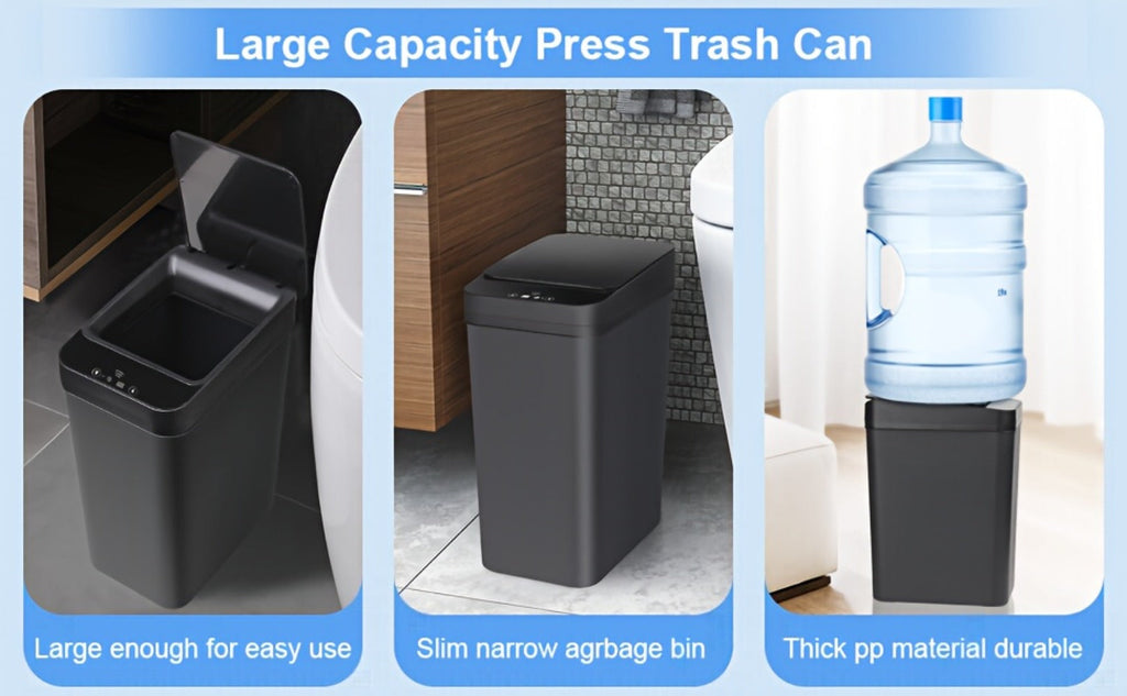 Motion Sensor Trash Can 2 Pack Touchless Automatic 4.2 Gal and 2.6 Gal with Lids Narrow Electric Garbage Bin for Bathroom Bedroom Office