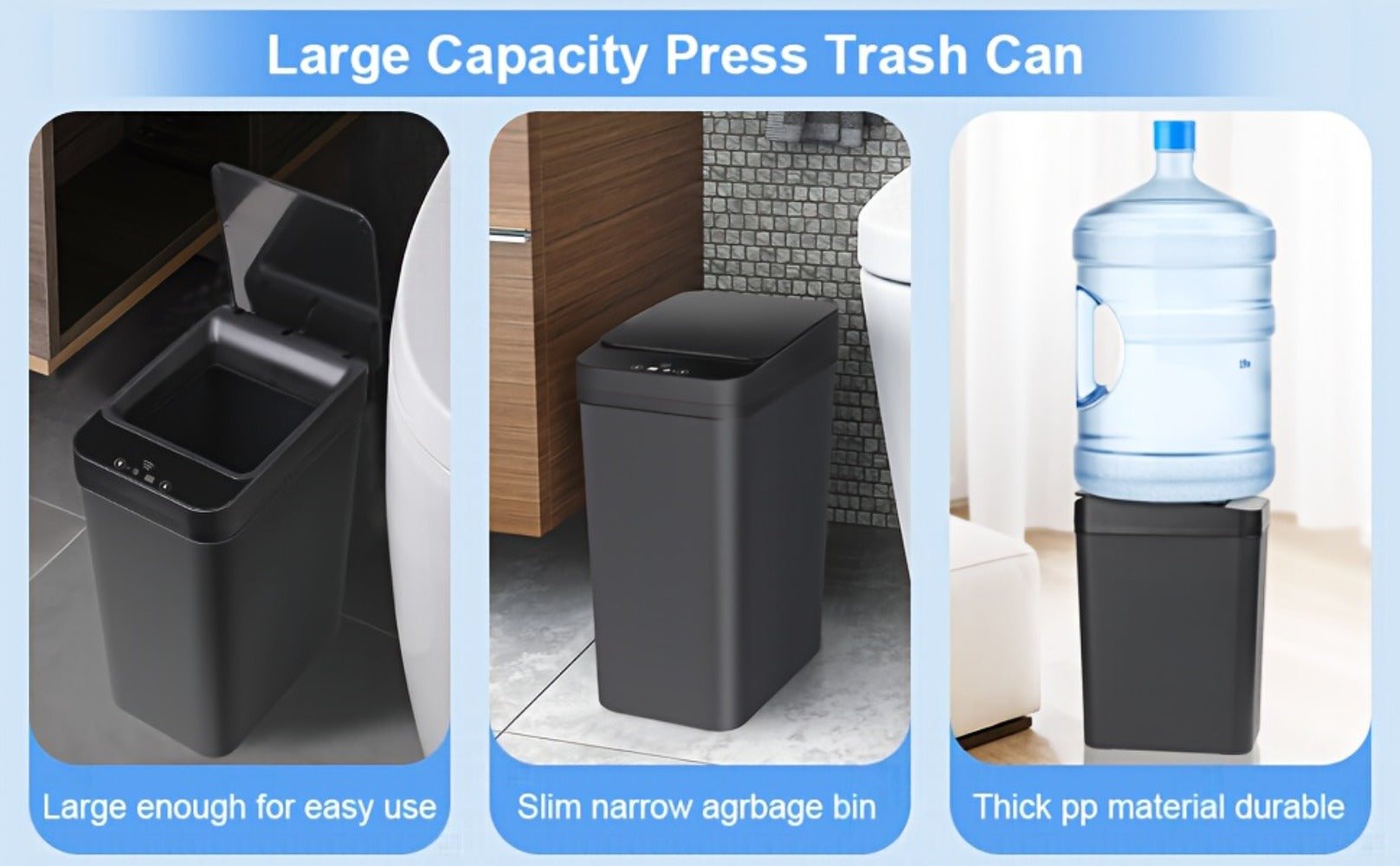 Motion Sensor Trash Can 2 Pack Touchless Automatic 4.2 Gal and 2.6 Gal with Lids Narrow Electric Garbage Bin for Bathroom Bedroom Office
