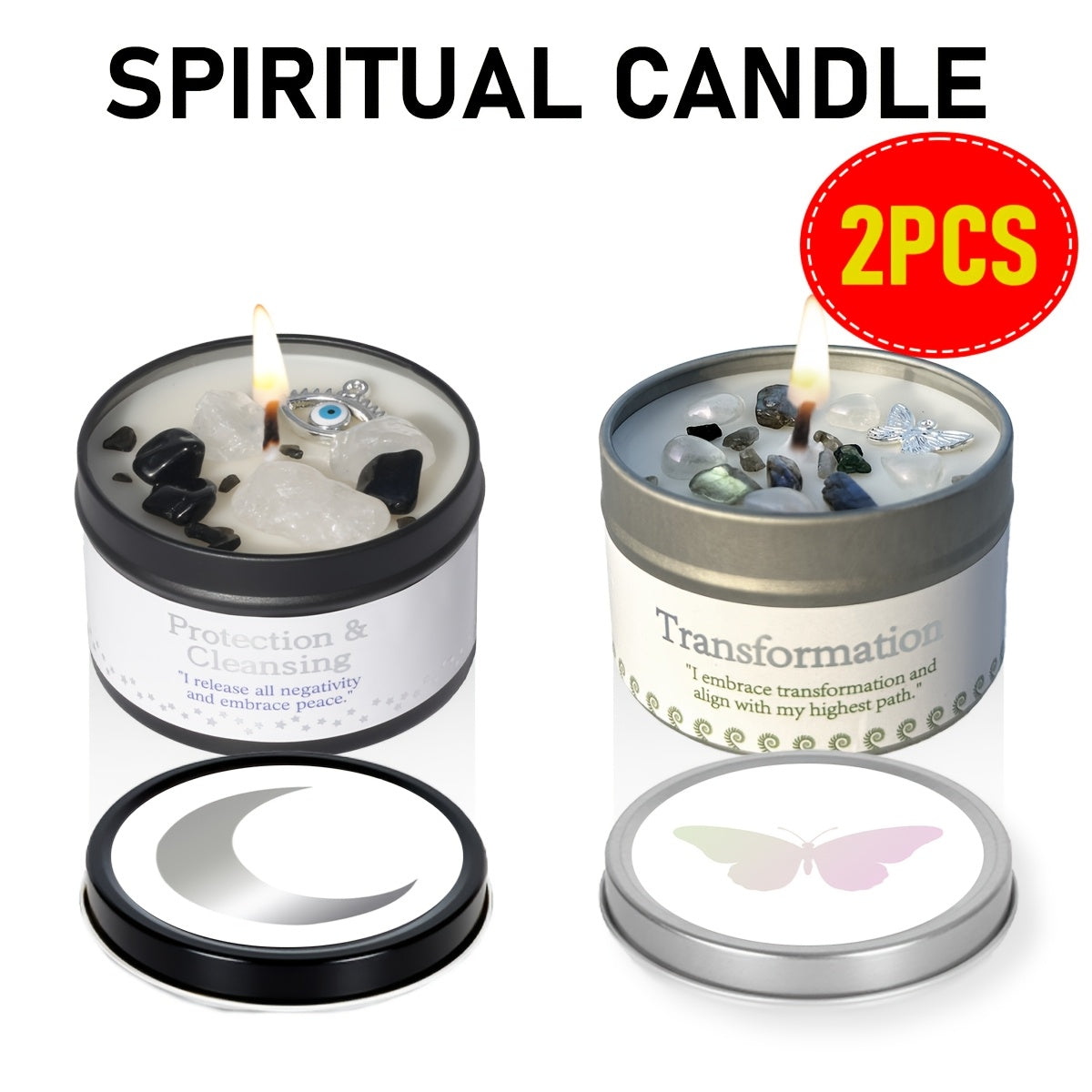 Manifestation Candles Scented Soy Wax with Crystal & Guidance Card for Meditation Yoga Focus | Law of Attraction Abundance Candle | Christmas Birthday Gift for Women