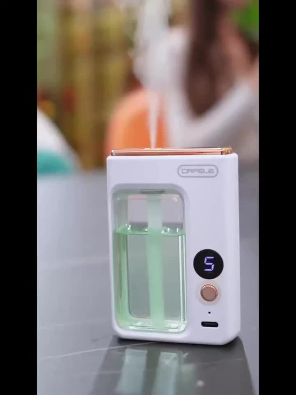Aroma Diffuser & Humidifier 2-in-1 ¨C USB Powered, 7-Level Mist, Odor Eliminator, Includes Essential Oil (Shangri-La or Encounter), Compact Air Moisturizer & Fragrance Diffuser for Home, Office & Bedroom