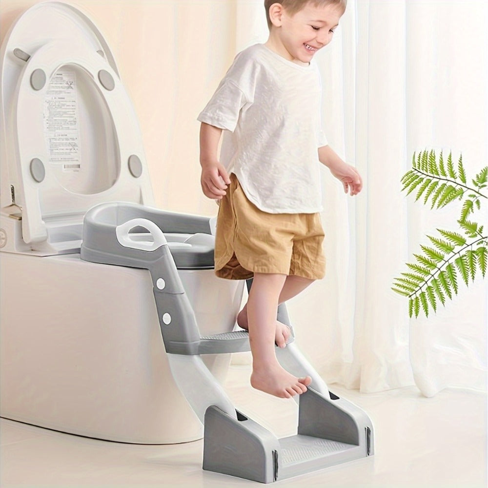 Potty Training Seat with Step Ladder 2-in-1 Toddler Toilet Seat & Stool - Foldable Kids Potty Chair with Splash Guard, Anti-Slip Pads & Handles for Boys Girls