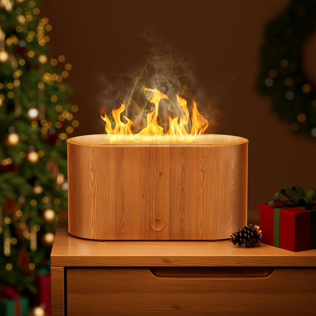 Flame Humidifier USB Mini - 7-Color Flame Atmosphere Light, Aromatherapy & Humidification 2-in-1, 3-Gear Mist Adjustable, Top Fill Design, Romantic Bedroom Decor Night Light, Christmas Gift