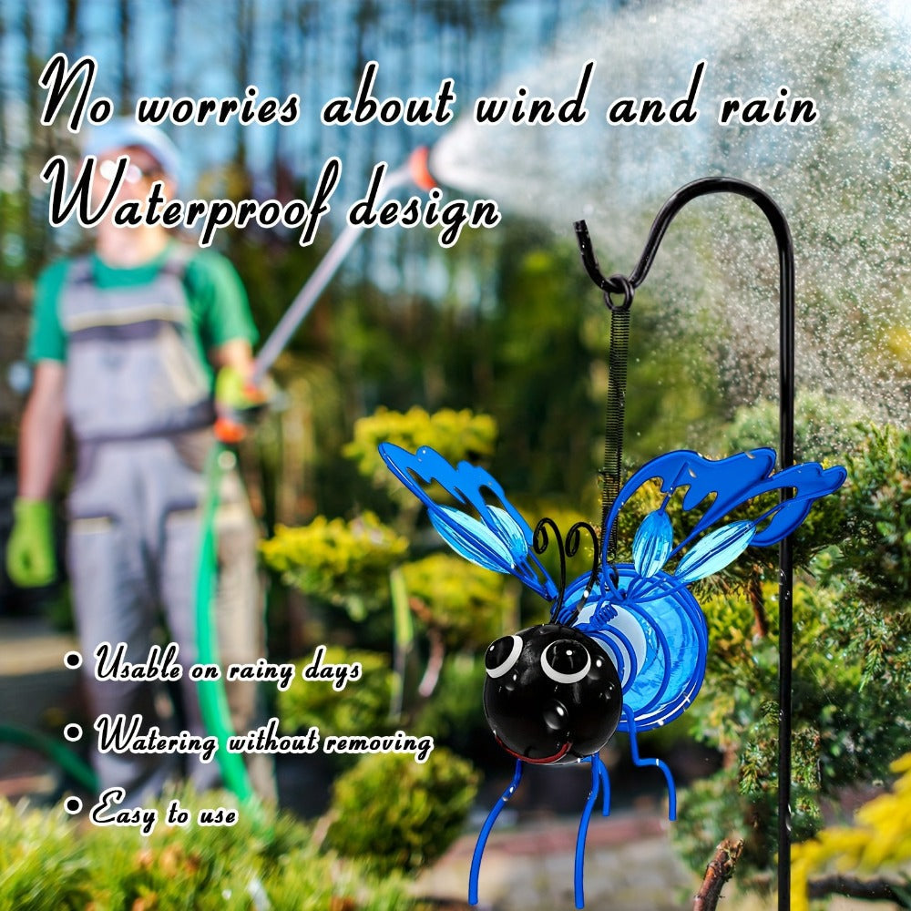 Solar Hanging Bee & Ladybug Lights Set of 3, Metal Decorative Solar Garden Lights ¡ª Outdoor Hanging Decor for Balcony, Garden, Living Room & Flower Shop | Red, Yellow & Blue