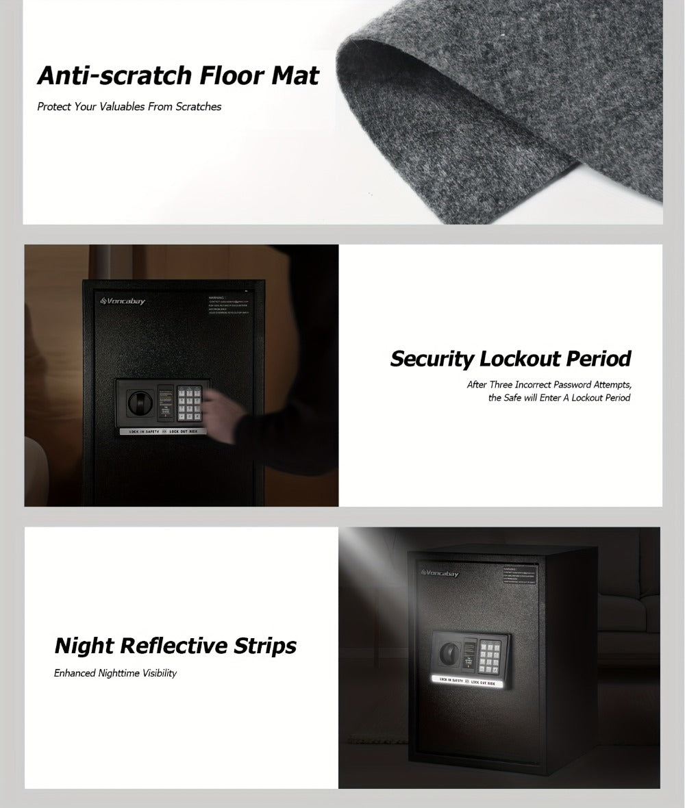 Home Security Safe Box with Sensor Light & Fireproof Bag ¨C Digital Keypad Lock Box with Backup Keys for Cash, Jewelry & Valuables ¨C Wall, Floor & Closet Mountable Safe (Multiple Sizes & Colors)