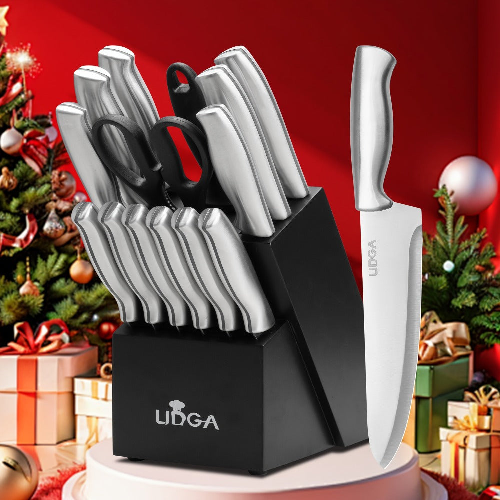 Stainless Steel Kitchen Knife Set Chef Knife Damascus Black Knife Block