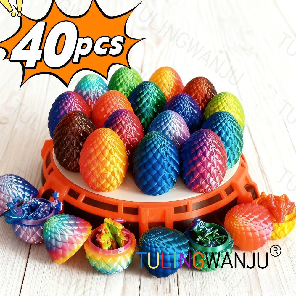 Dragon Egg Decorative Sculpture Set 40-Piece ¨C 20 Mini Dragons & 20 Dragon Eggs Figurines, 4.92¡± Dragons & 2.2¡± Eggs, Fantasy Home Decor for Office, Living Room, Holiday Party & Collectors Gift