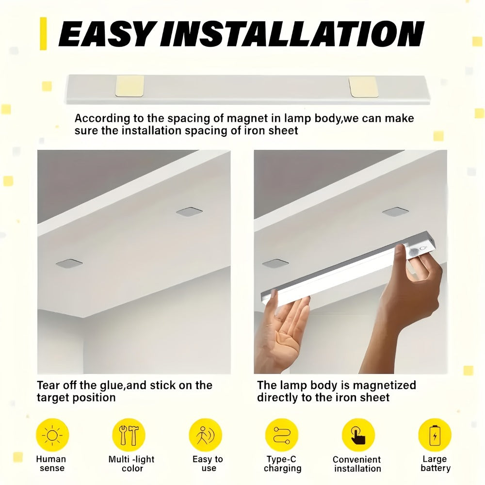Motion Sensor Light 3 Pack USB Rechargeable LED Cabinet Light Dimmable 3 Color Temps Magnetic Base for Kitchen Closet Stairs Hallway Bedroom 7.87¡± 11.81¡±