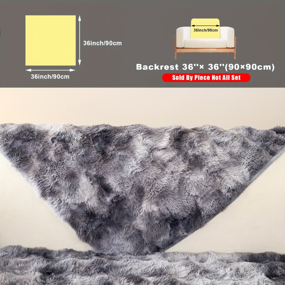 Plush Sofa Cover Faux Lamb Thick Fluffy Couch Slipcover Pet Friendly Machine Washable Gradient Color Polyester Furniture Protector for Armchair Single Double Triple Sofa Living Room Home Decor