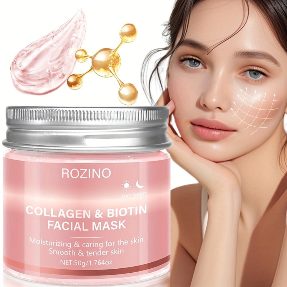 Biotin Collagen Face Mask 50g, Hydrating Anti-Aging Skin Firming Mask, Day & Night Brightening Treatment, Smooths Wrinkles & Plumps Skin for Youthful Radiant Complexion ¨C Ideal Skincare Gift for Women