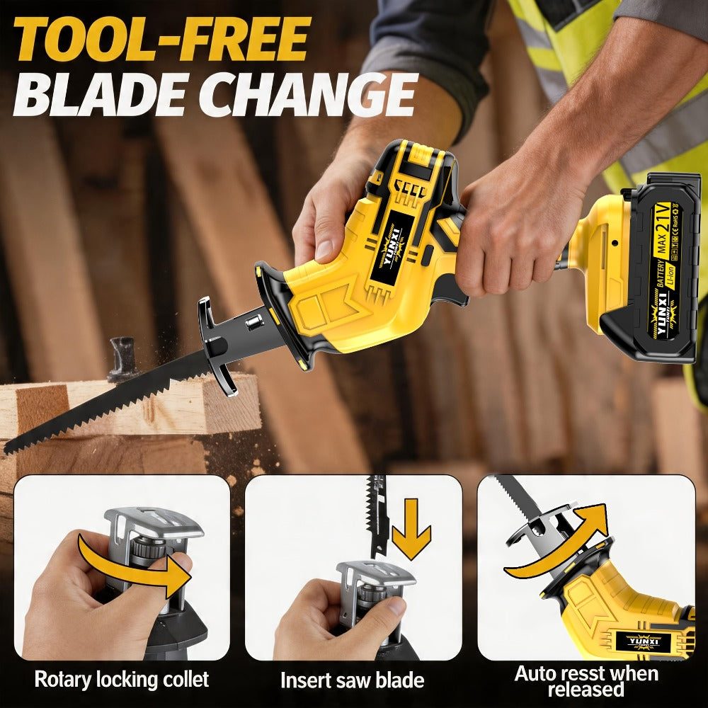 Cordless Reciprocating Saw - Electric Reciprocating Saw with Safety Lock, Large Capacity Battery & Charger, Variable Speed for Wood, Metal & Demolition Cutting, DIY Home Renovation Power Tool