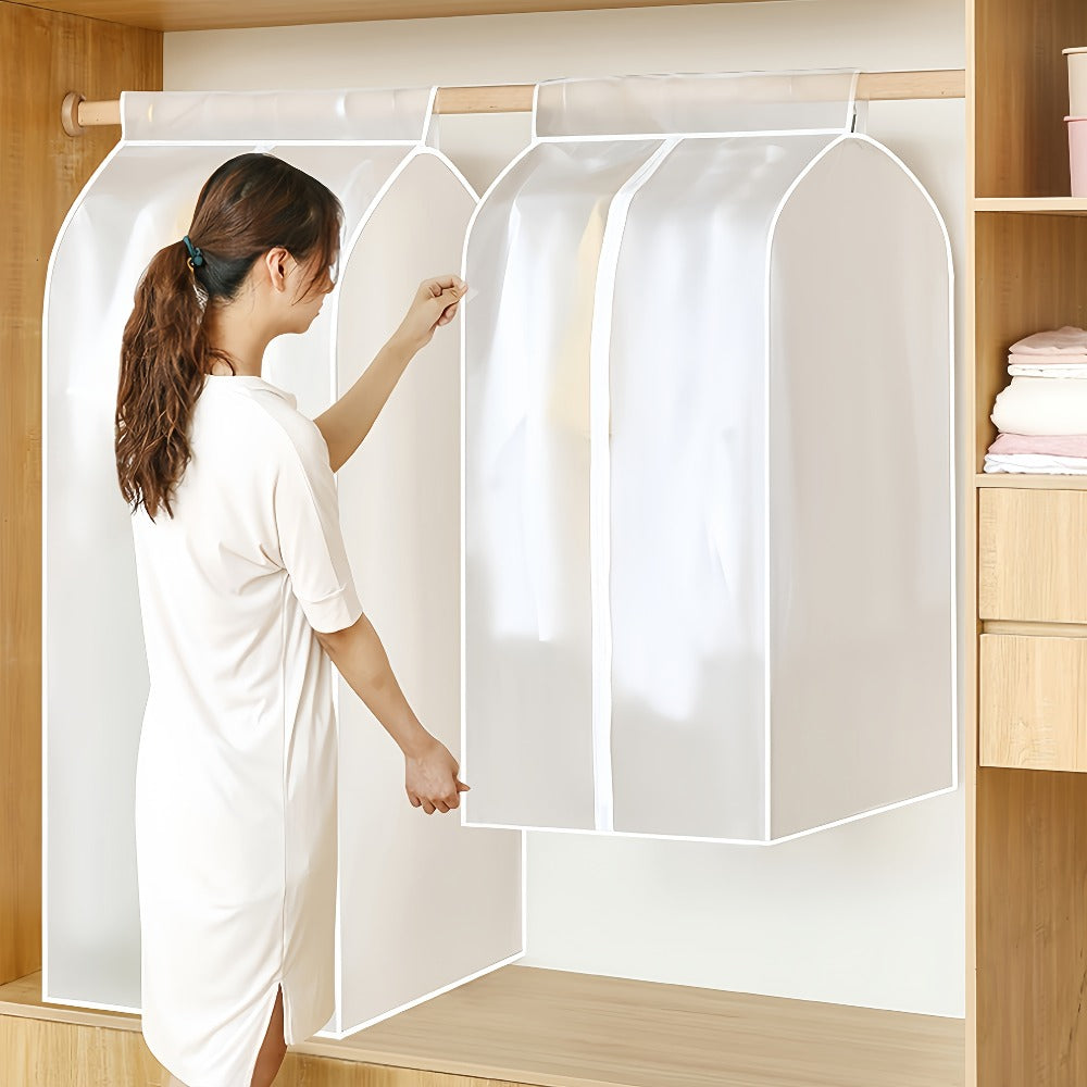 Garment Bag Clothes Dust Cover - Translucent PEVA Waterproof Hanging Storage Bag for Coat Dress Suit, Thickened Washable, Multiple Sizes