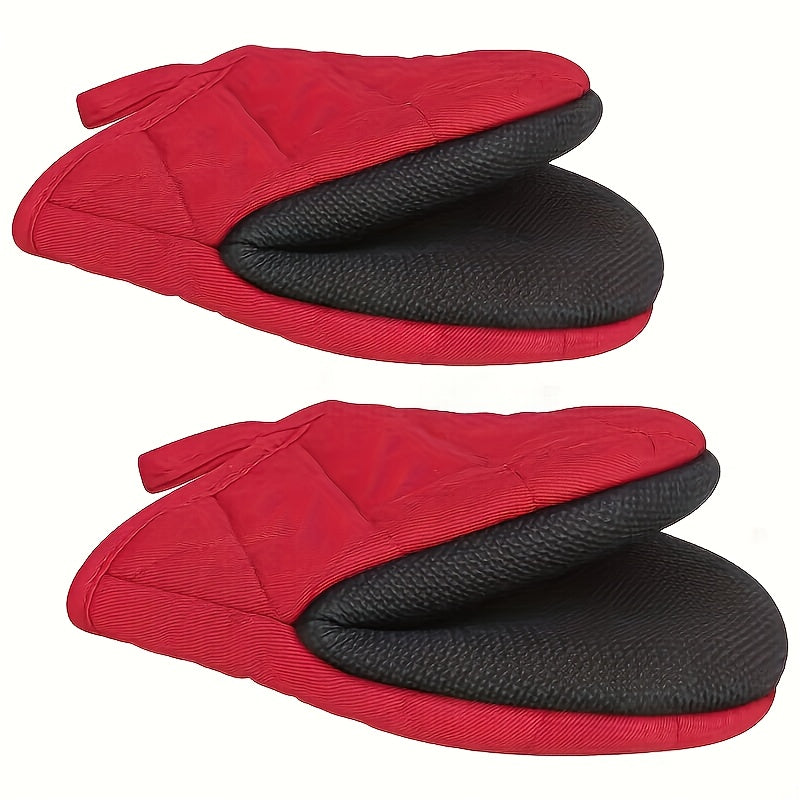Oven Mitts 2 Pack Heat Resistant Kitchen Gloves - Non-Slip Multi-Ply Durable Cooking Baking Gloves Food Safe for BBQ Grilling Thanksgiving Christmas Holiday Kitchen Gift