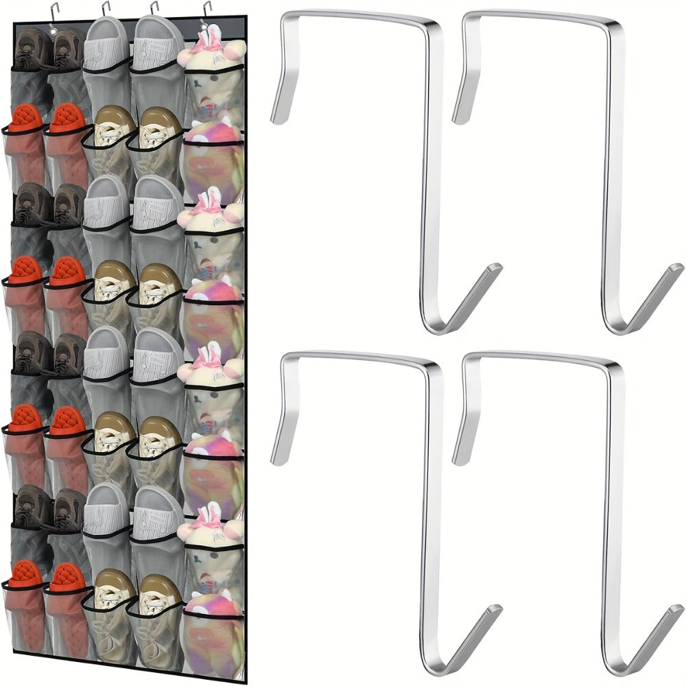 Over the Door Shoe Organizer Hanging Mesh Pocket | 28 35 40 Compartments 7-8 Layer with Hooks | Behind Door Storage Rack for Closet Dorm Room Bedroom Classroom Bathroom
