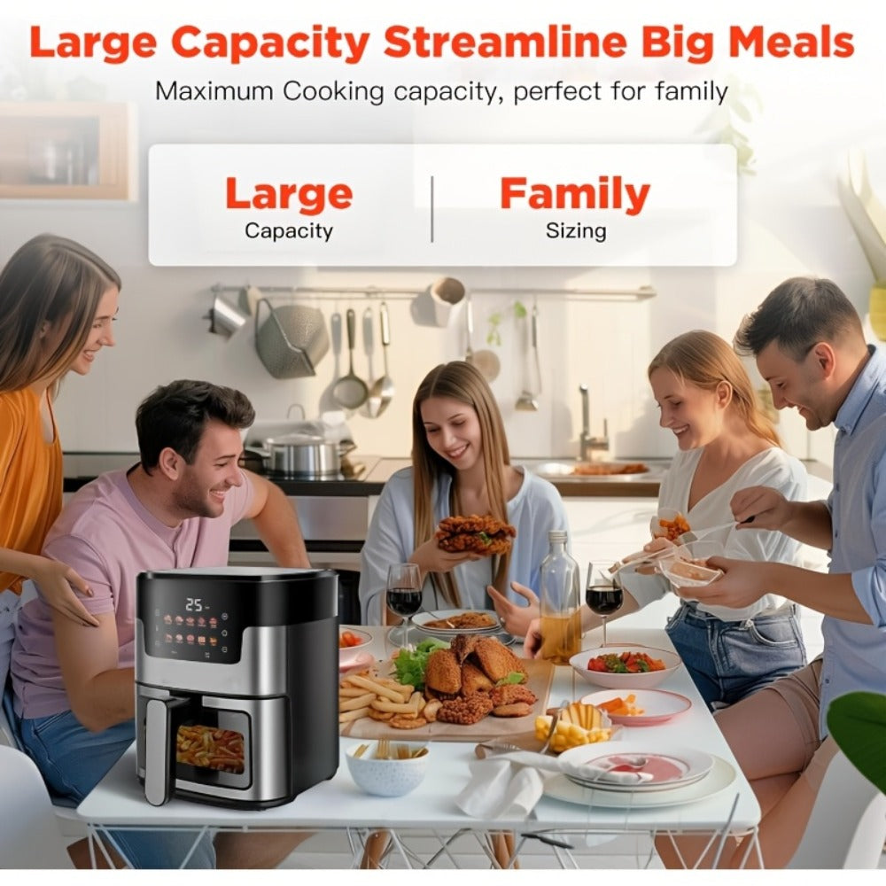 Air Fryer 7.5QT 10-in-1 Digital LED Touchscreen | Oilless Cooker with 10 Preset Cooking Modes, Dishwasher-Safe Basket & 100 Paper Liners Included ¨C Large Capacity Family Air Fryer