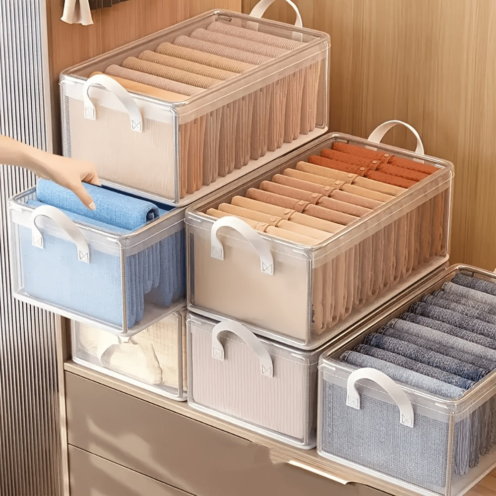 6pcs Foldable Storage Box with Steel Frame ¨C Transparent PVC Stackable Organizer for Clothes, Blankets & Cosmetics | Waterproof Under Bed Storage