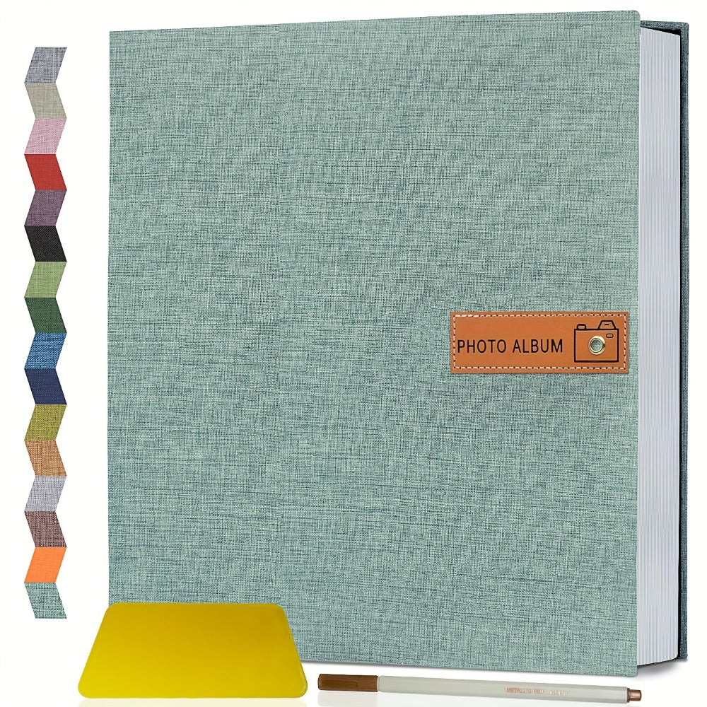 Self Adhesive Photo Album Scrapbook ¨C Large Linen Cover Memory Book for 4x6 5x7 8x10 Photos, DIY Picture Book with Metal Pen, Gift for Mom, Baby, Wedding, Valentine's Day & Mother's Day, 40 & 60 Pages