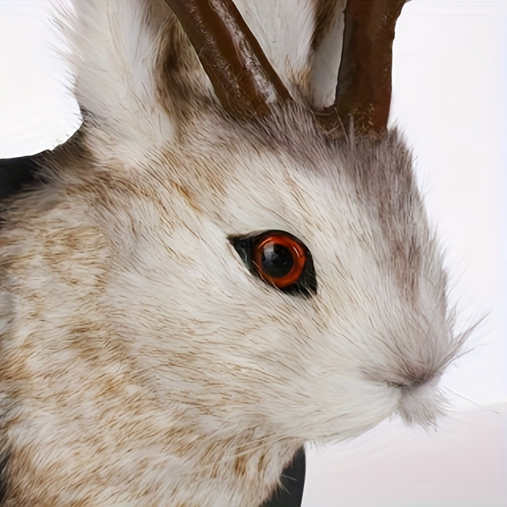 Jackalope Wall Mount Faux Taxidermy Rabbit Head with Antlers - Whimsical 3D Resin Animal Wall Art for Home, Living Room & Office Decor | Retro Fauxidermy Gift for Birthday, Housewarming & Christmas