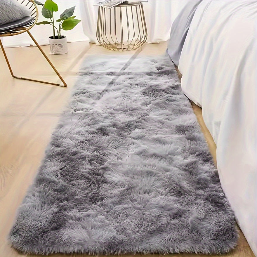 Tie-Dye Knotted Fluffy Mat Super Soft Thickened ¨C Cozy Indoor Area Rug for Living Room, Bedroom & Office, Stylish Floor Covering 15.74x47.24 in ¨C Dark Gray, Light Grey, Pink, White, Purple