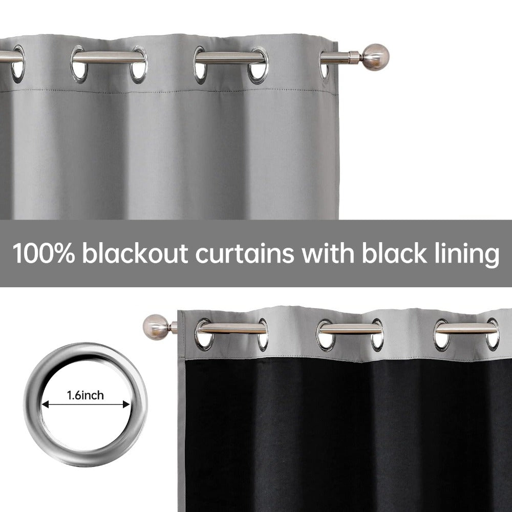 Blackout Curtains 4 Panels 100% Light Blocking Thermal Insulated Noise Reducing Grommet Window Curtains for Bedroom Living Room Balcony Multiple Sizes