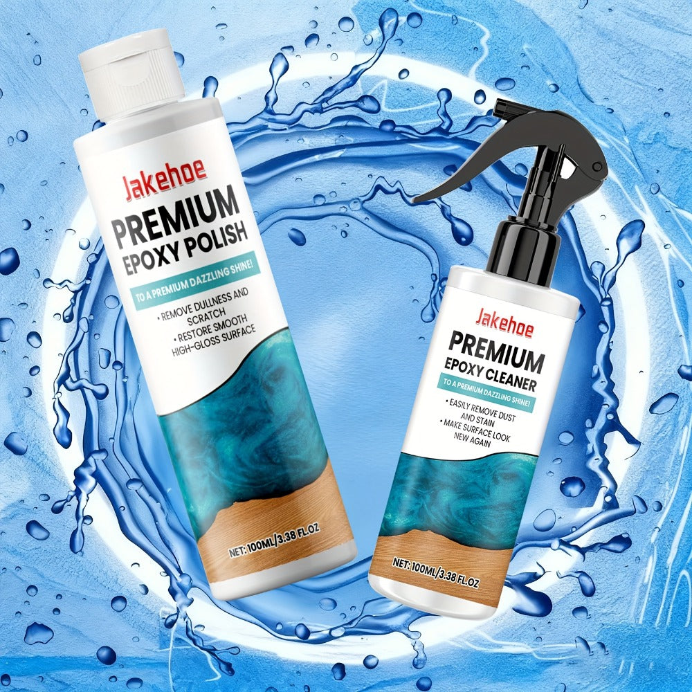 Epoxy Resin Polish & Cleaner 2pcs - Scratch Remover, High Gloss Restorer for Epoxy Surfaces