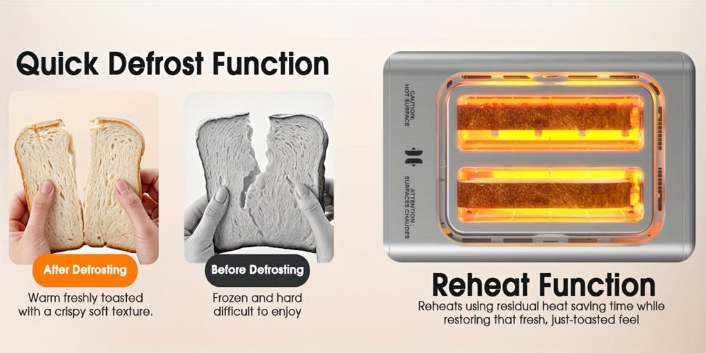 Smart Digital Toaster 2 Slice Touch Screen ¨C Stainless Steel with Memory Function, 5 Bread Types, 6 Shade Settings, 1.5-Inch Wide Slot, 900W Fast Toasting for Home Kitchen